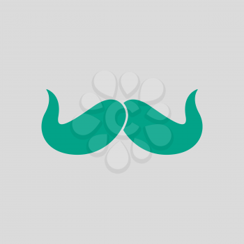 Poirot Mustache Icon. Green on Gray Background. Vector Illustration.