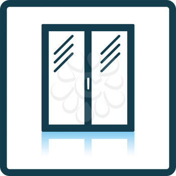 Icon of closed window frame. Shadow reflection design. Vector illustration.