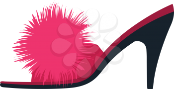 Woman pom-pom shoe icon. Flat color design. Vector illustration.