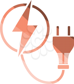 Electric plug icon. Flat color design. Vector illustration.