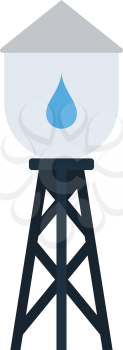 Water tower icon. Flat color design. Vector illustration.