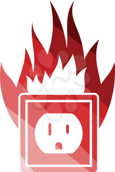 Electric outlet fire icon. Flat color design. Vector illustration.