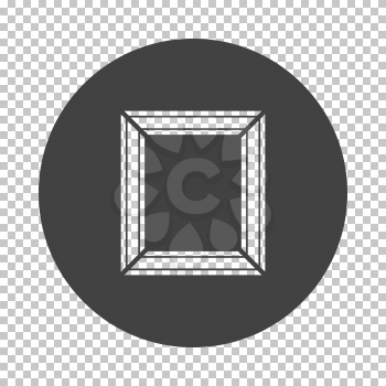 Picture frame icon. Subtract stencil design on tranparency grid. Vector illustration.