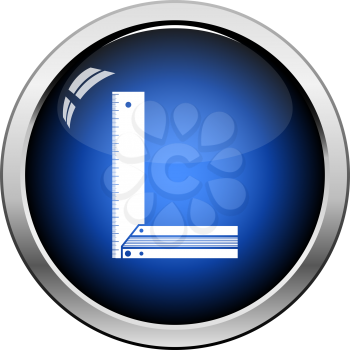 Setsquare icon. Glossy Button Design. Vector Illustration.