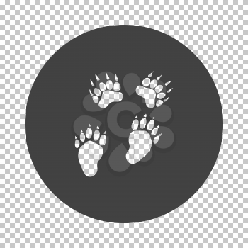 Bear trails  icon. Subtract stencil design on tranparency grid. Vector illustration.