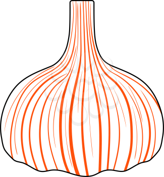 Garlic Icon. Thin Line With Orange Fill Design. Vector Illustration.