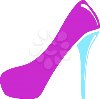 Female Shoe With High Heel Icon. Flat Color Design. Vector Illustration.