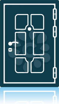 Apartments Door Icon. Shadow Reflection Design. Vector Illustration.