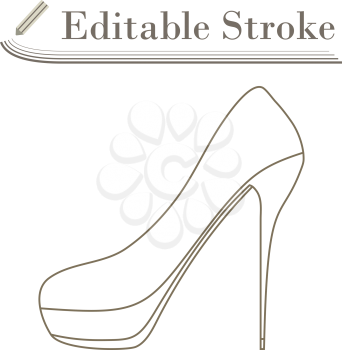 Female Shoe With High Heel Icon. Editable Stroke Simple Design. Vector Illustration.