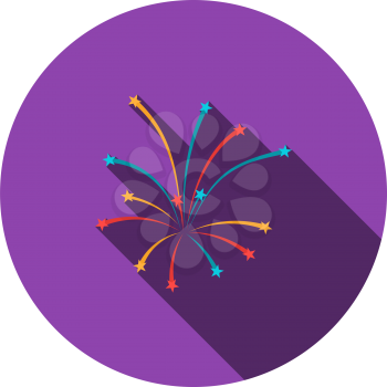 Fireworks Icon. Flat Circle Stencil Design With Long Shadow. Vector Illustration.