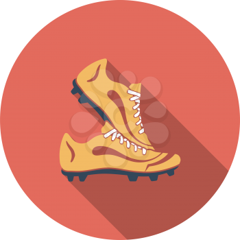 Soccer Pair Of Boots. Flat Circle Stencil Design With Long Shadow. Vector Illustration.
