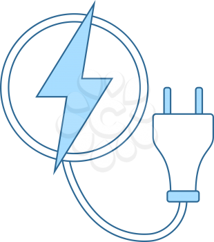 Electric Plug Icon. Thin Line With Blue Fill Design. Vector Illustration.
