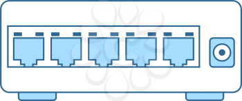 Ethernet Switch Icon. Thin Line With Blue Fill Design. Vector Illustration.