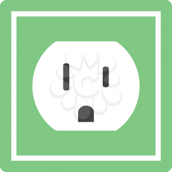Electric Outlet Icon. Flat Color Design. Vector Illustration.