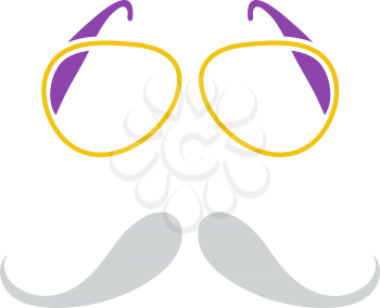 Glasses And Mustache Icon. Flat Color Design. Vector Illustration.