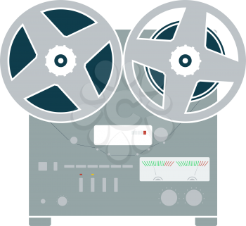 Reel Tape Recorder Icon. Flat Color Design. Vector Illustration.