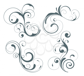 Royalty Free Clipart Image of Four Flourishes