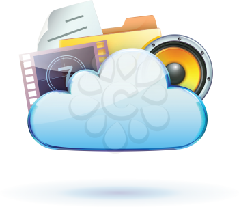 Royalty Free Clipart Image of a Cloud Based Media Sharing Icon