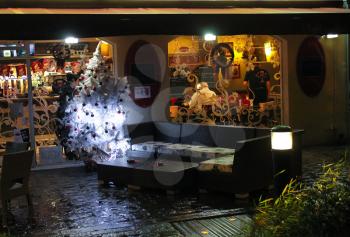 Night Cafe. Christmas in Bayeux. Normandy, France