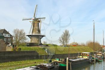 Windmill in the Dutch town of Gorinchem. Netherlands