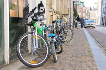 DORDRECHT, THE NETHERLANDS - SEPTEMBER 28: Bike on the street on September 28, 2013 in Dordrecht, Netherlands
