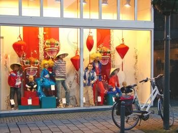 GORINCHEM, THE NETHERLANDS - FEBRUARY 16, 2012 : Show-window of shop of goods for kids  in Gorinchem. Netherlands