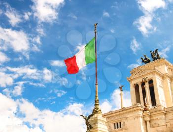 Flag at the monument  to Victor Emmanuel II. Piazza Venezia, Rome , Italy