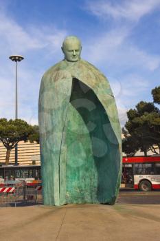 ROME, ITALY - MAY 04, 2014: Statue of Pope John Paul II in a park near the Termini  station in Rome, Italy