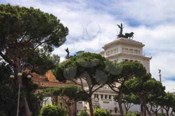 ROME, ITALY - MAY 04, 2014: Park near  the monument to Victor Emmanuel II. Piazza Venezia, Rome  , Italy