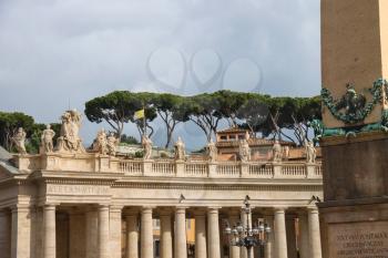 Statues on the Colonnade of St. Peter's Basilica. Vatican City, Rome, Italy