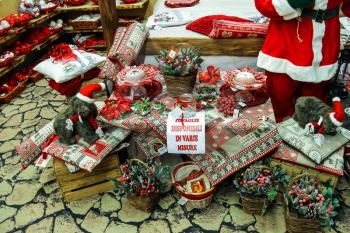 Taneto, Italy - December 27, 2014: Great Cristmas market Villaggio di Babbo Natale in the garden center Mondoverde. Taneto, Italy