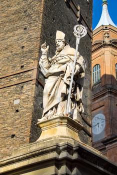 Statue of Bishop St. Petronius in Bologna. Italy