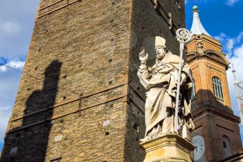 Statue of Bishop St. Petronius in Bologna. Italy
