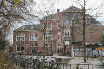 Utrecht, the Netherlands - February 13, 2016: School building in historic city centre