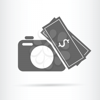 camera with money symbol icon vector illustration