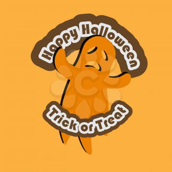 happy halloween and trick or treat text with ghost halloween holiday vector illustration