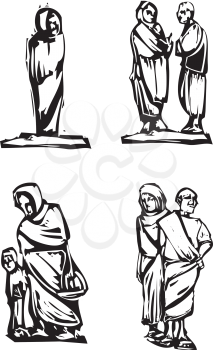 Royalty Free Clipart Image of People Wearing Togas