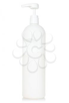 White plastic bottle with liquid soap or shampoo 