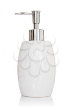 Elegant liquid soap dispenser isolated on white background