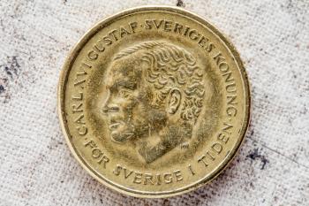 Obverse of ten Swedish kronor with Carl XVI Gustaf portrait