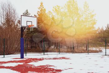 Basketball court found in the outdoors during winter season