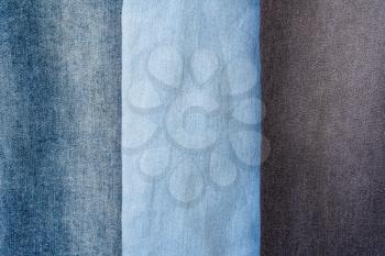 Jeans fashion background, different colours. Close up