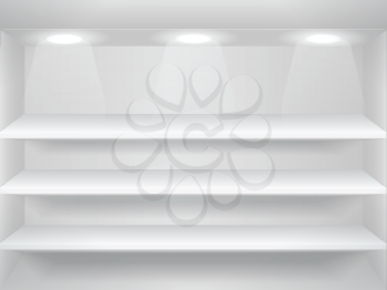 Royalty Free Clipart Image of Lights Above Shelves