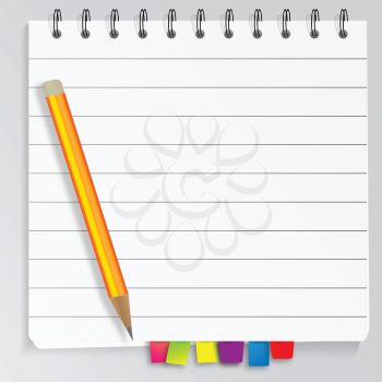 Royalty Free Clipart Image of a Pencil on a Notepad