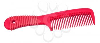 Red hairbrush isolated on white