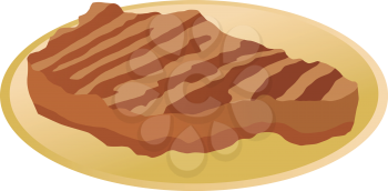 Royalty Free Clipart Image of a Steak on a Plate