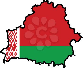 An illustration of map with flag of Belarus