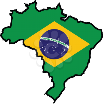 An illustration of map with flag of Brazil