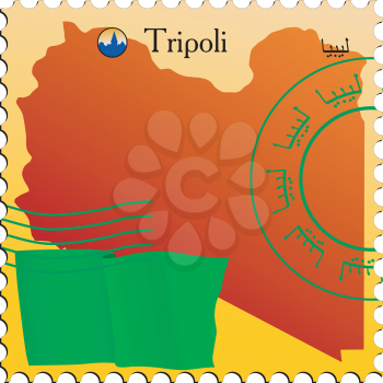 Vector stamp with an image of map of Libya