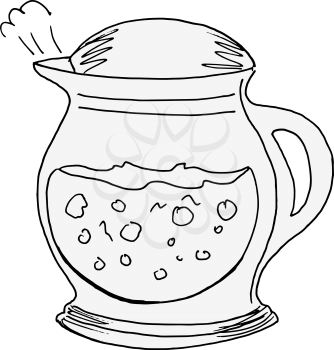 hand drawn of an electric kettle on white